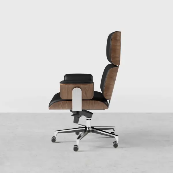 Modern Black Home Office Chair Swivel Upholstered Wooden Desk Chair Adjustable Height - Image 18