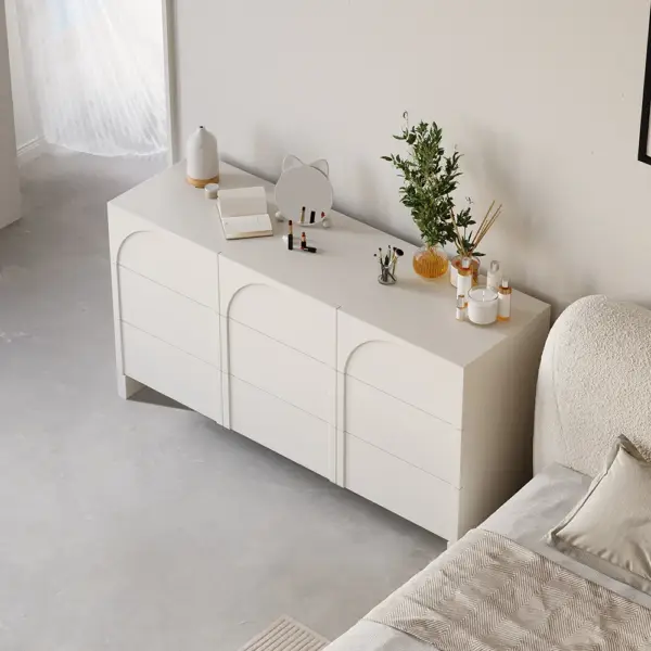 1350mm Japandi Cream White Dresser Nordic Arch Chest of 9 Drawers Storage Cabinet - Image 5