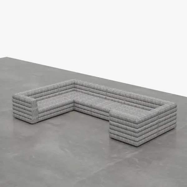 3200mm U-Shaped Modern Grey Boucle Modular Sectional Sofa for 8 Seaters - Image 17