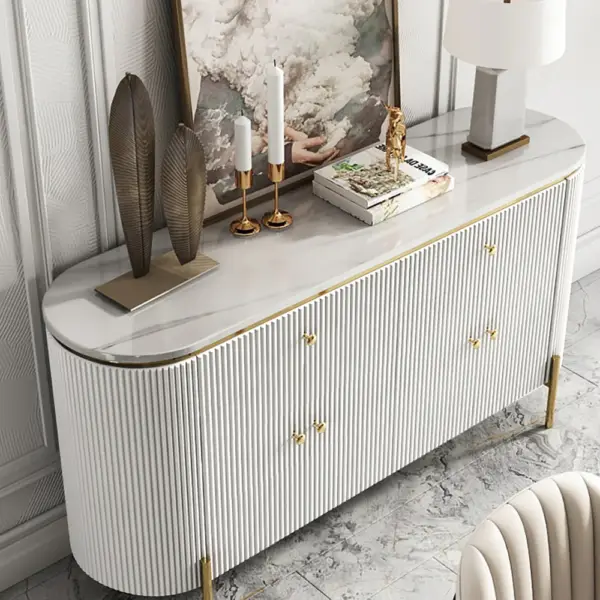 Yelly 1400mm Modern Marble Top Buffet & Sideboard Doors & Drawers & Shelves - Image 8