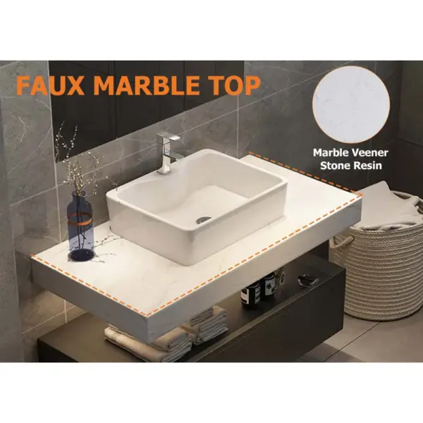 1000mm Modern Floating Bathroom Vanity Set With Single Basin White and Black - Image 11