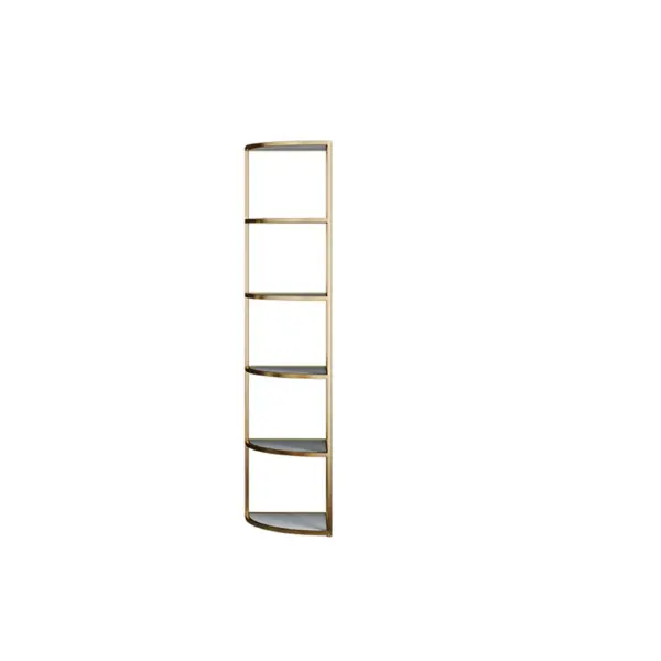 6-Tier Modern Fan-Shaped Shelves Standing Corner Shelf in White&Gold - Image 7