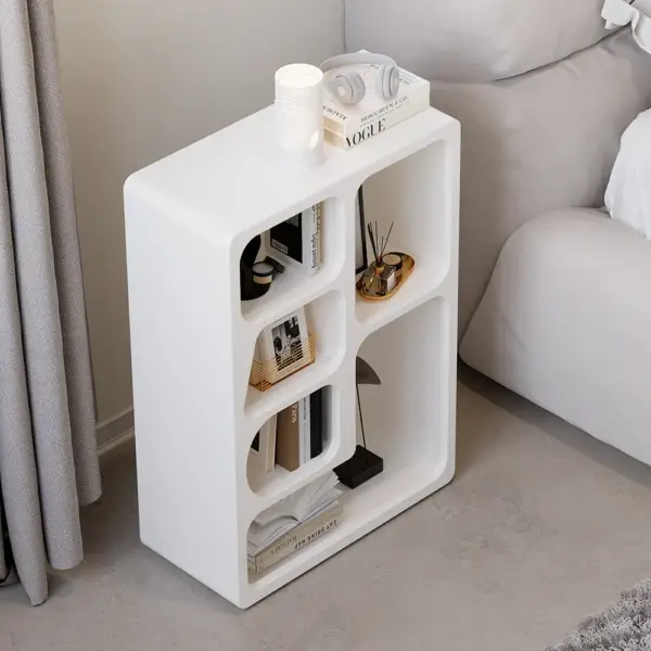 Codiys White Arched Nightstand with Open Display Shelves Art Deco Bedside Table - Image 5