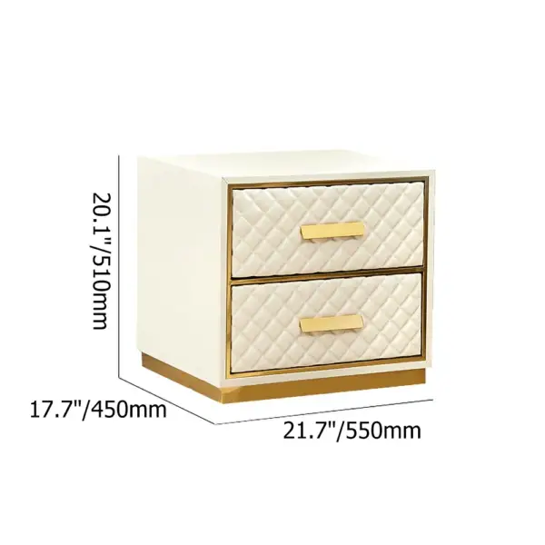 Modern Stylish White Nightstand PU Leather Upholstered Bedside Table with 2 Drawers - Image 8