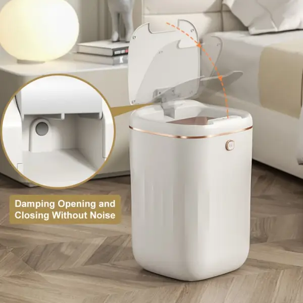 Automatic Touchless Motion Sensor Trash Can White Smart Garbage Can for Bathroom Kitchen - Image 16