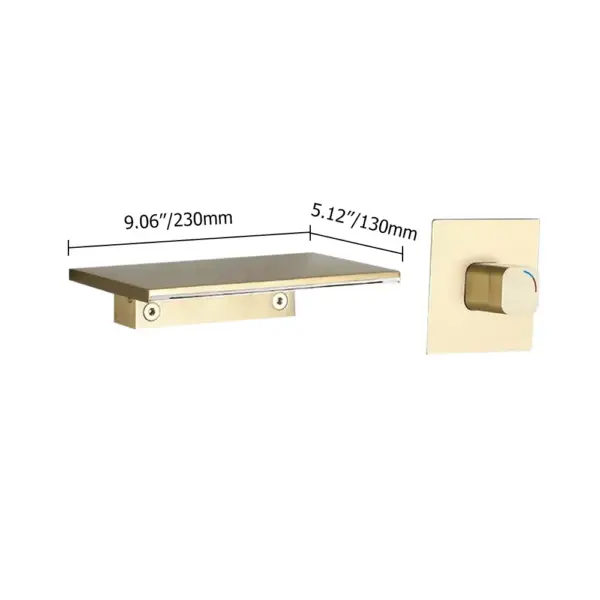 Waterfall Wall Mount Bathroom Basin Tap Single Knob Solid Brass Brushed Gold - Image 10