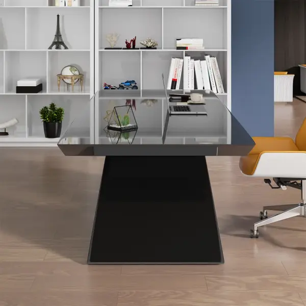1400mm Modern Rectangular Black Computer Desk Office Desk with Pedestal Base - Image 8