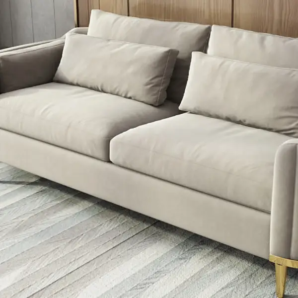 Modern Living Room Sets Grey Velvet Upholstered Chair & Loveseat & Sofa 3 Pieces - Image 3