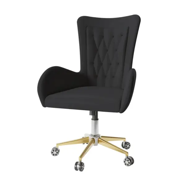 Oakic Modern Leather Office Chair Black Ergonomic Swivel Desk Chair Height Adjustable - Image 5