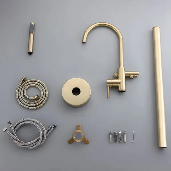 Brewst Freestanding Single Lever Handle Bath Filler Tap with Handshower Solid Brass - Image 9