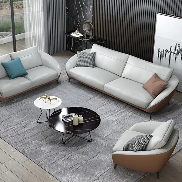 2000mm White Leath-Aire Sofa Upholstered Sofa 3-Seater Sofa Luxury Sofa - Image 2