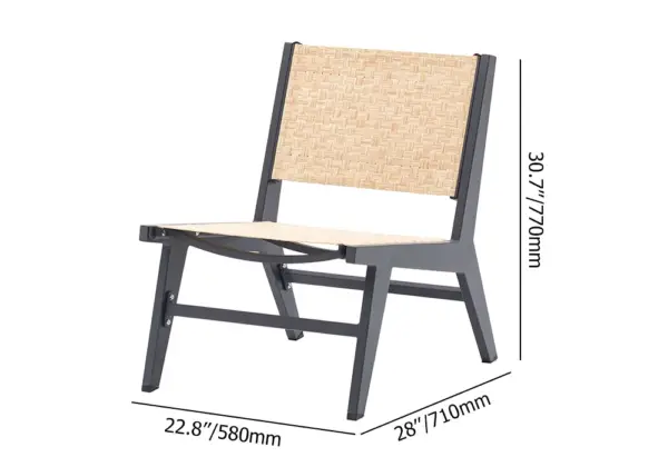 5Pcs Rustic Rattan Aluminum Outdoor Patio Lounge Chair Set Round Coffee Table & Stool - Image 16