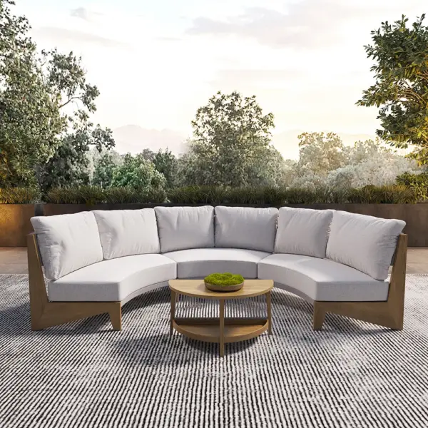 8 Pieces Farmhouse Curved Modular Outdoor Patio Sectional Sofa Set with Coffee Table - Image 11