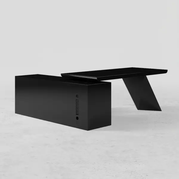 1800mm Black L-Shape Executive Desk Modern Drawers & Cabinet Large Desk Right Hand - Image 13