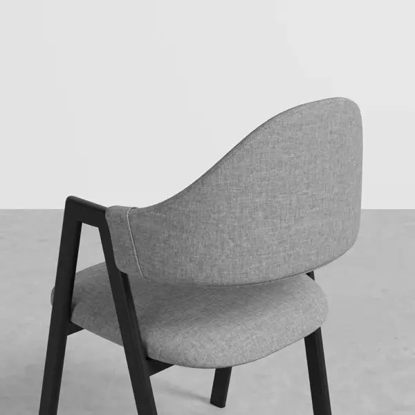 Gray Linen Upholstered Dining Chair Curved Back Chair Set of 2 - Image 14