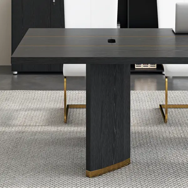 2400mm Modern Black Long Meeting Conference Table Rectangle Table Cable Management - Image 6