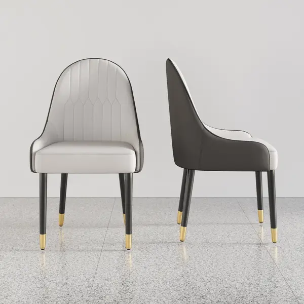 Darg Modern PU Leather Dining Chairs Set of 2 in White & Grey with Metal Legs - Image 20