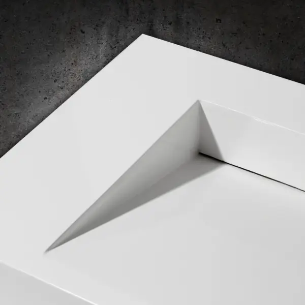 1000mm Wall-Hung Stone Resin Rectangle Bathroom Ramped Basin in Matte White - Image 8