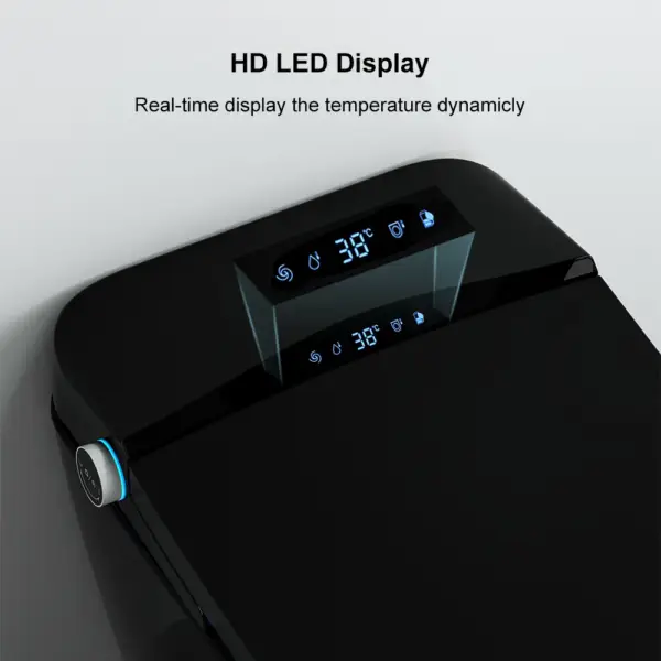 One-Piece Elongated Black Smart Toilet Automatic Toilet Self-Clean Horizontal Outlet - Image 21