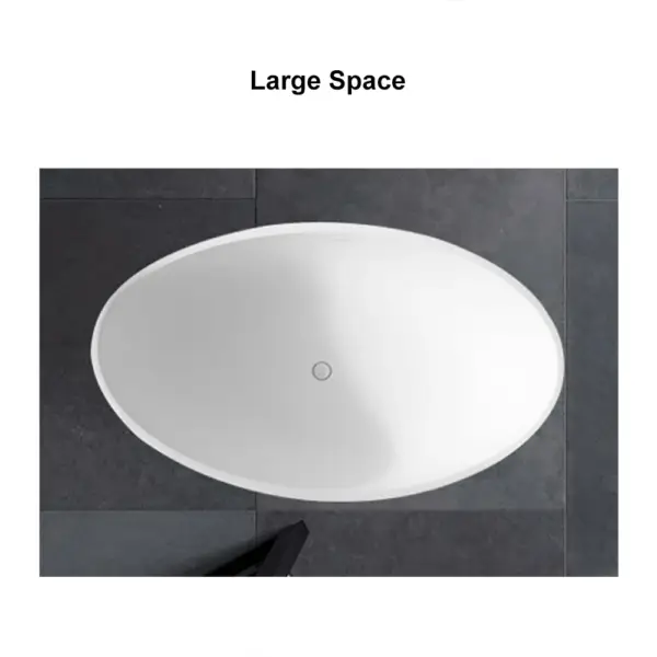 1785mm Contemporary Oval Freestanding Stone Resin Soaking Bath in Glossy White - Image 17