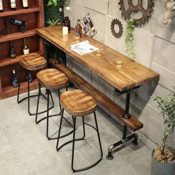 1300mm Industrial Rectangular Bar Table Natural Industrial Pub Table - Image 5