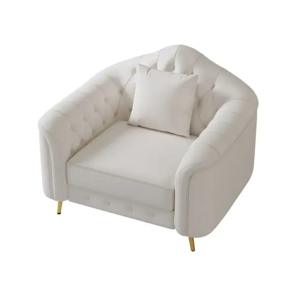 3 Pieces Beige Leather Sofa and Loveseat Living Room Set with Pillows - Image 13