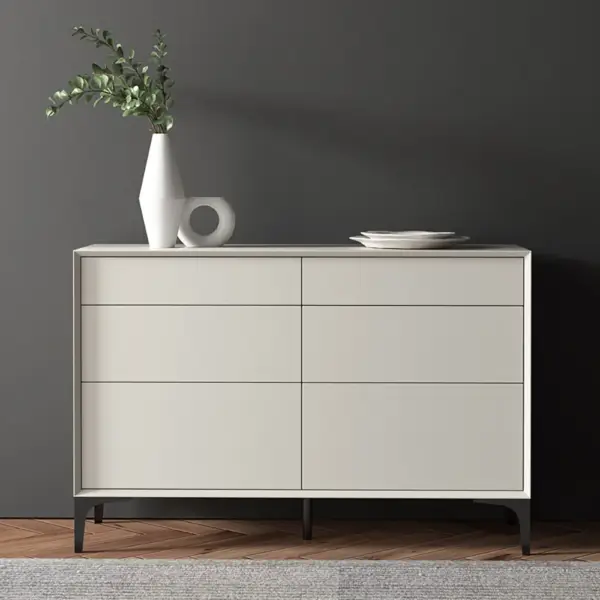 1200mm Minimalist Off White Dresser Accent 6-Drawer Cabinet - Image 4