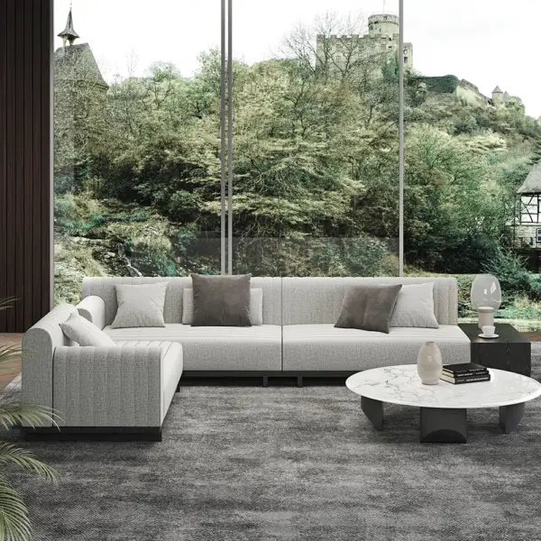 3980mm Modern Corner L-Shaped Sectional Sofa Cotton & Linen with Side Open Storage - Image 5
