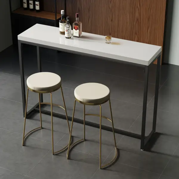 1500mm Industrial Rectangular White Bar Height Table Dining Table for Breakfast Nook - Image 4