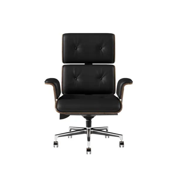 Modern Black Home Office Chair Swivel Upholstered Wooden Desk Chair Adjustable Height - Image 20