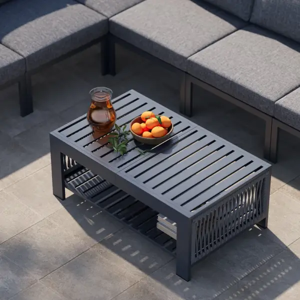 7 Pieces Modern L Shape Patio Outdoor Sectional Sofa Set with Coffee Table in Gray for 6 - Image 6