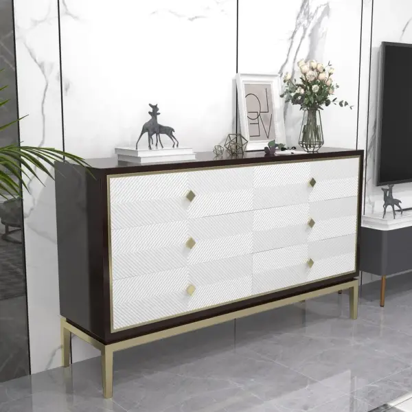 1500mm Modern Bedroom Dresser with 6 Drawers Cabinet for Storage in Gold - Image 2