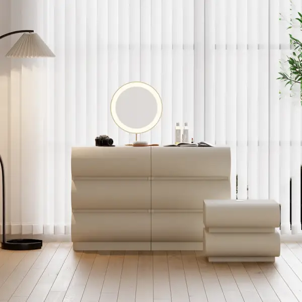 Humply Modern White Leather 6 Drawer Dresser Chest with Storage Cabinet - Image 13
