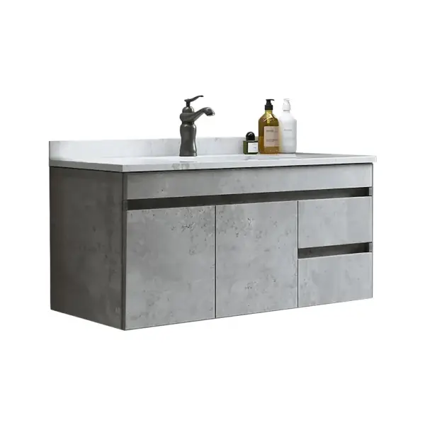 900mm Floating Bathroom Vanity with Faux Marble Countertop Basin Wall Mounted - Image 8