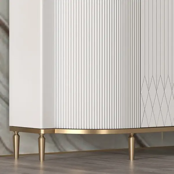 White Luxury 2-Door Sideboard Buffet Sintered Stone Top Modern Sideboard Cabinet in Gold - Image 4