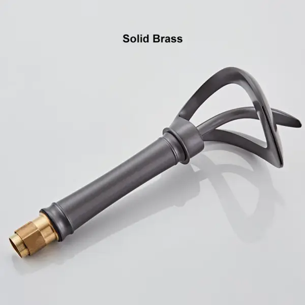 Modern Elegant Waterfall Bathroom Countertop Basin Tap Single Handle Solid Brass Black - Image 16