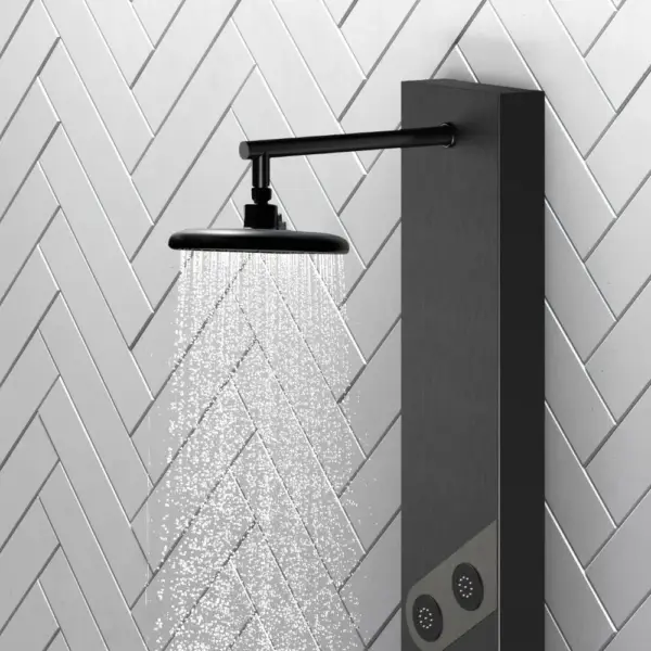 140mm Black Rainfall Shower Panel with Handheld Shower Adjustable Showerhead & Body Jets - Image 3
