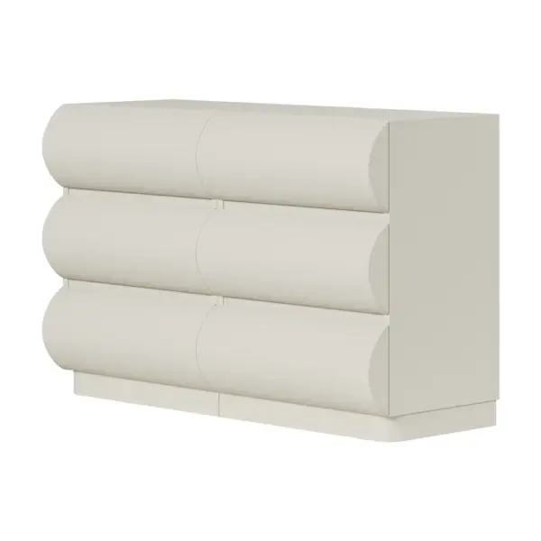 Humply Modern White Leather 6 Drawer Dresser Chest with Storage Cabinet - Image 9