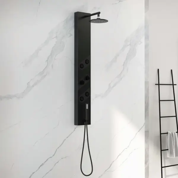 140mm Black Rainfall Shower Panel with Handheld Shower Adjustable Showerhead & Body Jets - Image 8