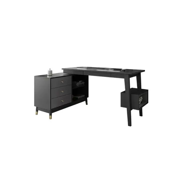 Ultic Gray Reversible L-Shaped Desk Computer Desk with Drawers & Shelf Ample Storage - Image 12