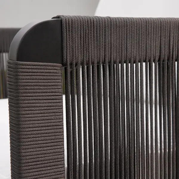 Black Woven Rope Outdoor Swivel Chair Sofa 360 Degree Rotatable Coastal Patio Armchair - Image 11