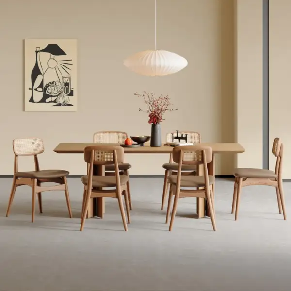 Japandi Dining Chair High Back Rattan Dining Chair (Set of 2) - Image 4