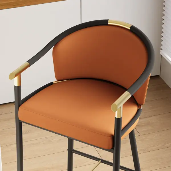 Craines Bar Height Bar Stool with Arms in Orange Upholstery Velvet - Image 6
