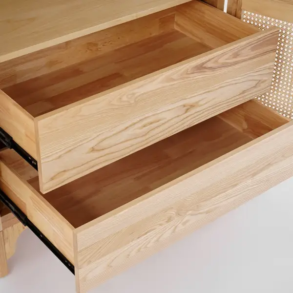 Natural Woven Rattan Bedroom Clothing Armoire with Hidden 2 Doors and Drawers Wardrobe (Copy) - Image 7