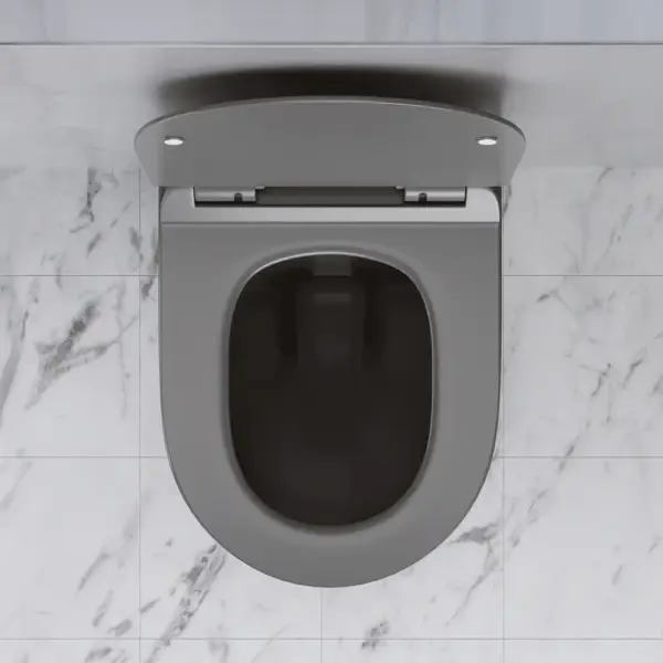 Modern Round Wall Mounted Toilet Wall Hung One-Piece Ceramic Simplism in Deep Grey - Image 8
