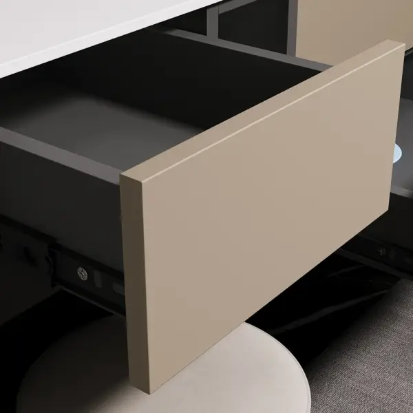 1000mm Modern Floating Bathroom Vanity Set with Single Basin & a Makeup Counter in Khaki - Image 7