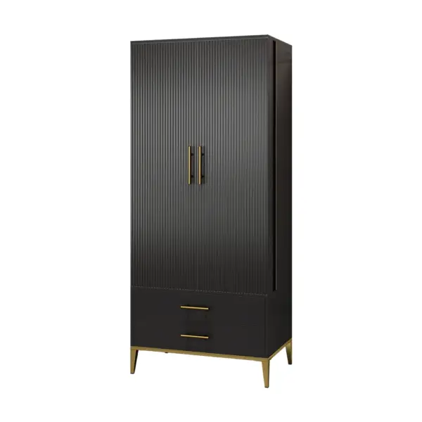 Black Bar Cabinet with Door Modern Storage Home Bar Cabinet with Glass Rack&Drawers - Image 8