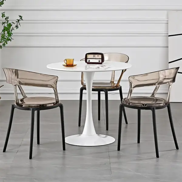 Modern Acrylic Dining Chair in Amber Dining Table Chairs with Arms - Image 5
